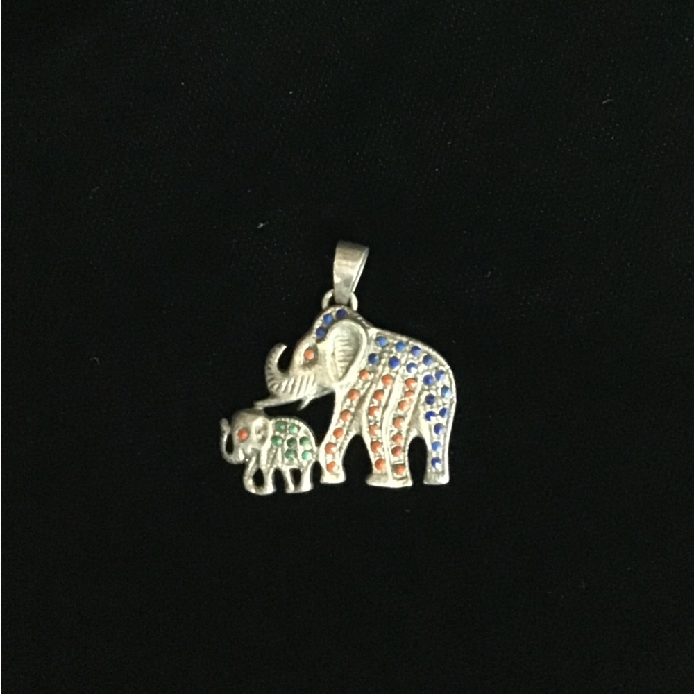 Sterling Silver ELEPHANT with BABY PENDANT